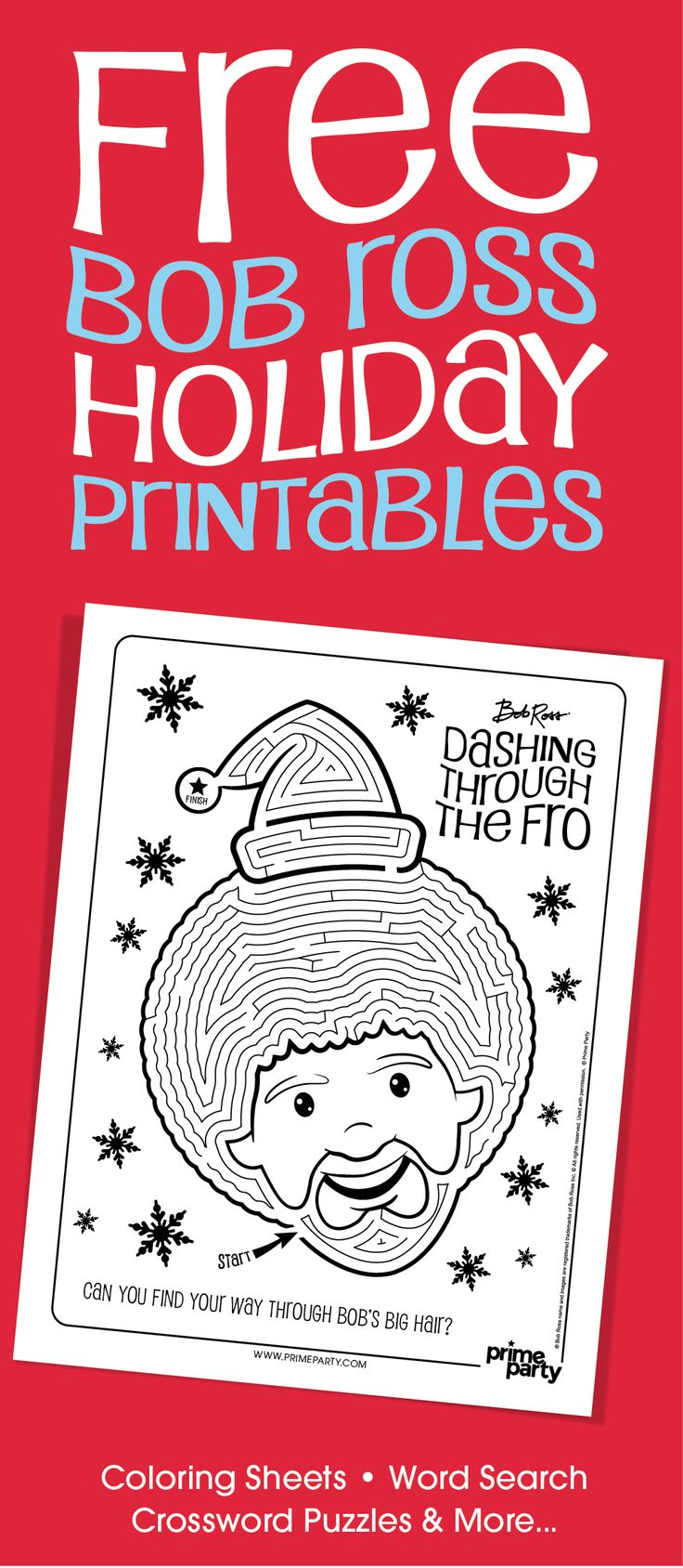 Printable | Bob Ross And Friends Happy Little Coloring | Prime Party throughout Free Bob Ross Printables