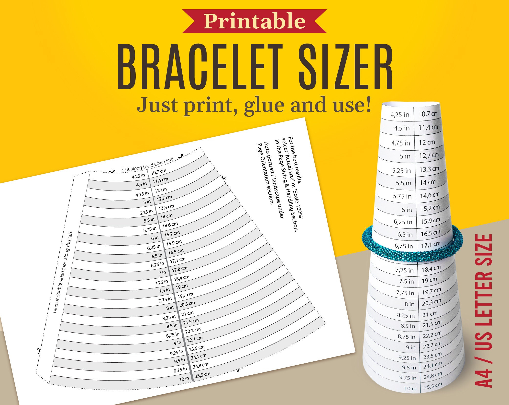 Printable Bracelet Sizer, Printable Bracelet Mandrel, Bracelet throughout Free Printable Bracelet Sizer