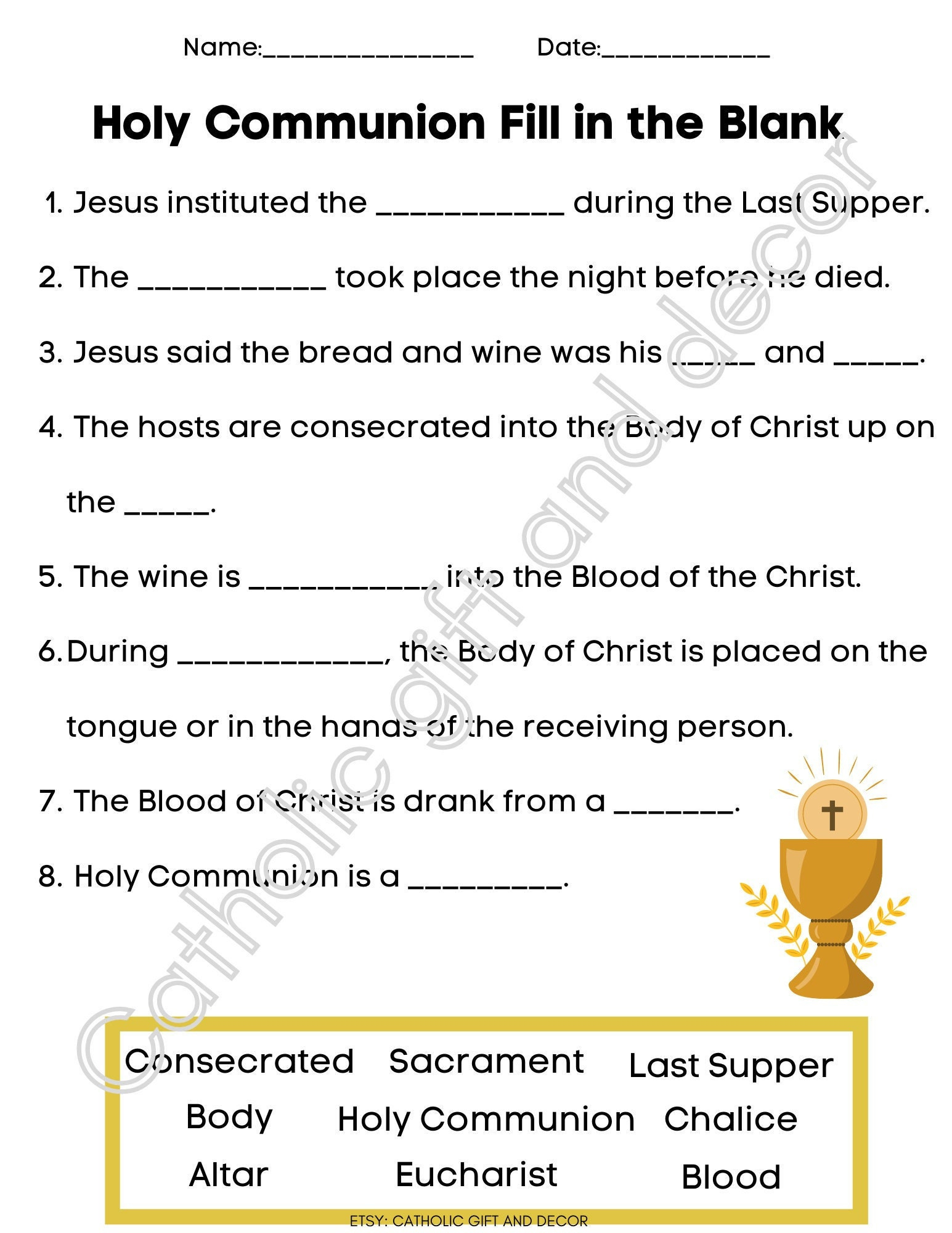 Printable Catholic First Communion Fill In The Blank 1St Communion with First Communion Free Printables