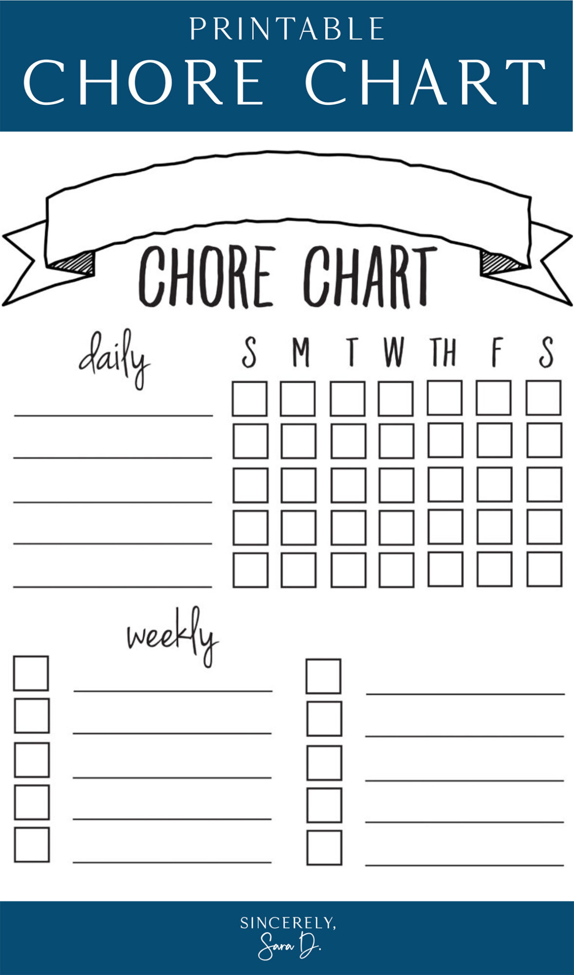 Printable Chore Chart - Sincerely, Sara D. | Home Decor &amp;amp; Diy Projects pertaining to Chores Chart Printable Free