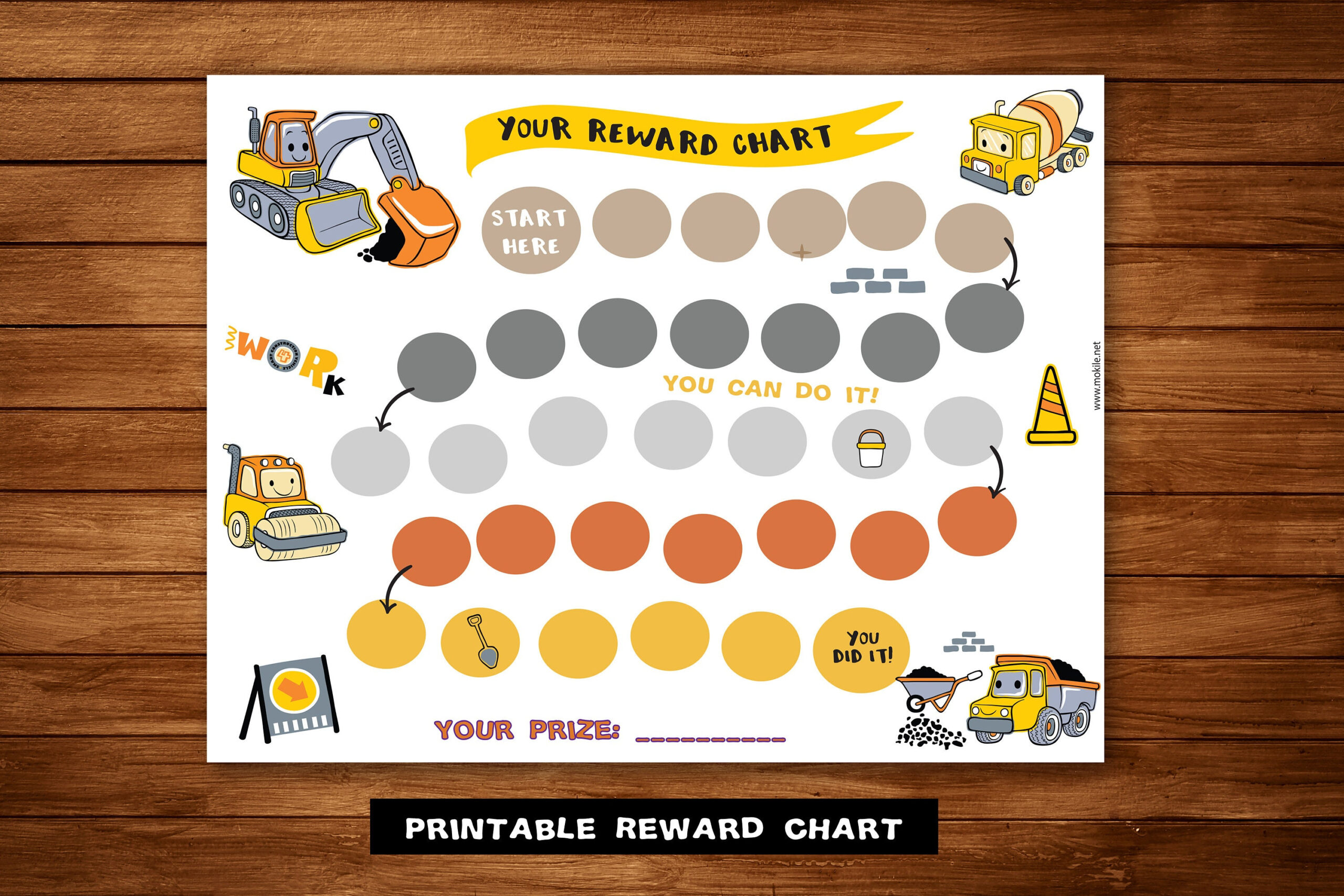 Printable Construction Reward Chart, Sticker Chart, Instant inside Reward Sticker Chart Printable
