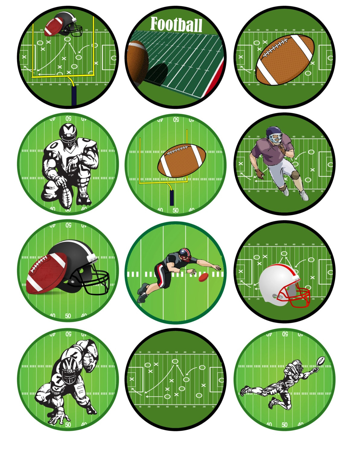 Printable Cupcake Toppers Football Topper Instant Download Party Supply Digital File throughout Free Printable Football Cupcake Toppers