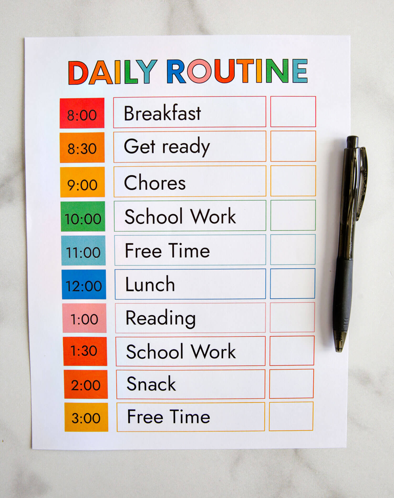 Printable Daily Schedule Template From Thirty Handmade Days in Daily Schedule Chart Printable