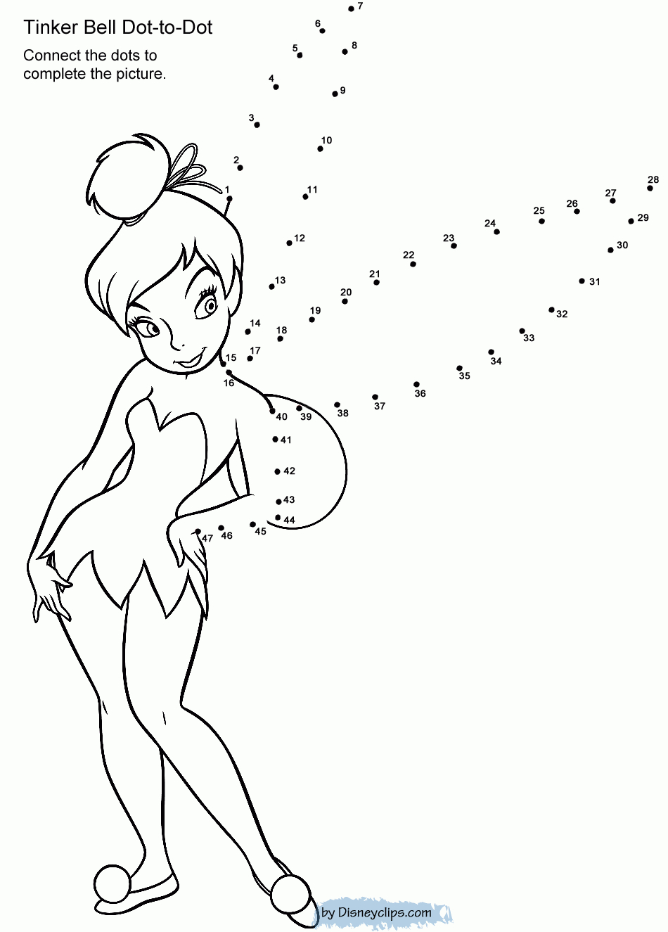 Printable Disney Dot-To-Dot Coloring Pages (2) | Disneyclips throughout Free Disney Dot To Dot Printables