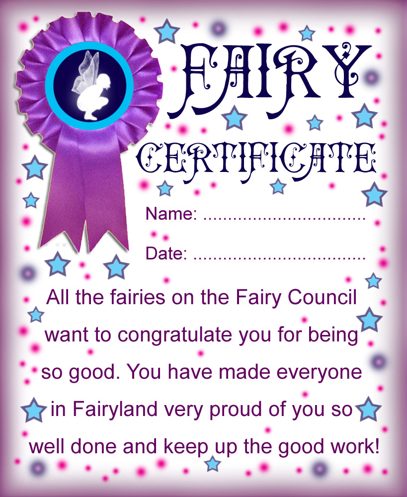 Printable Fairy Certificate: Well Done For Being Good - Rooftop with regard to Dummy Fairy Letter Free Printable