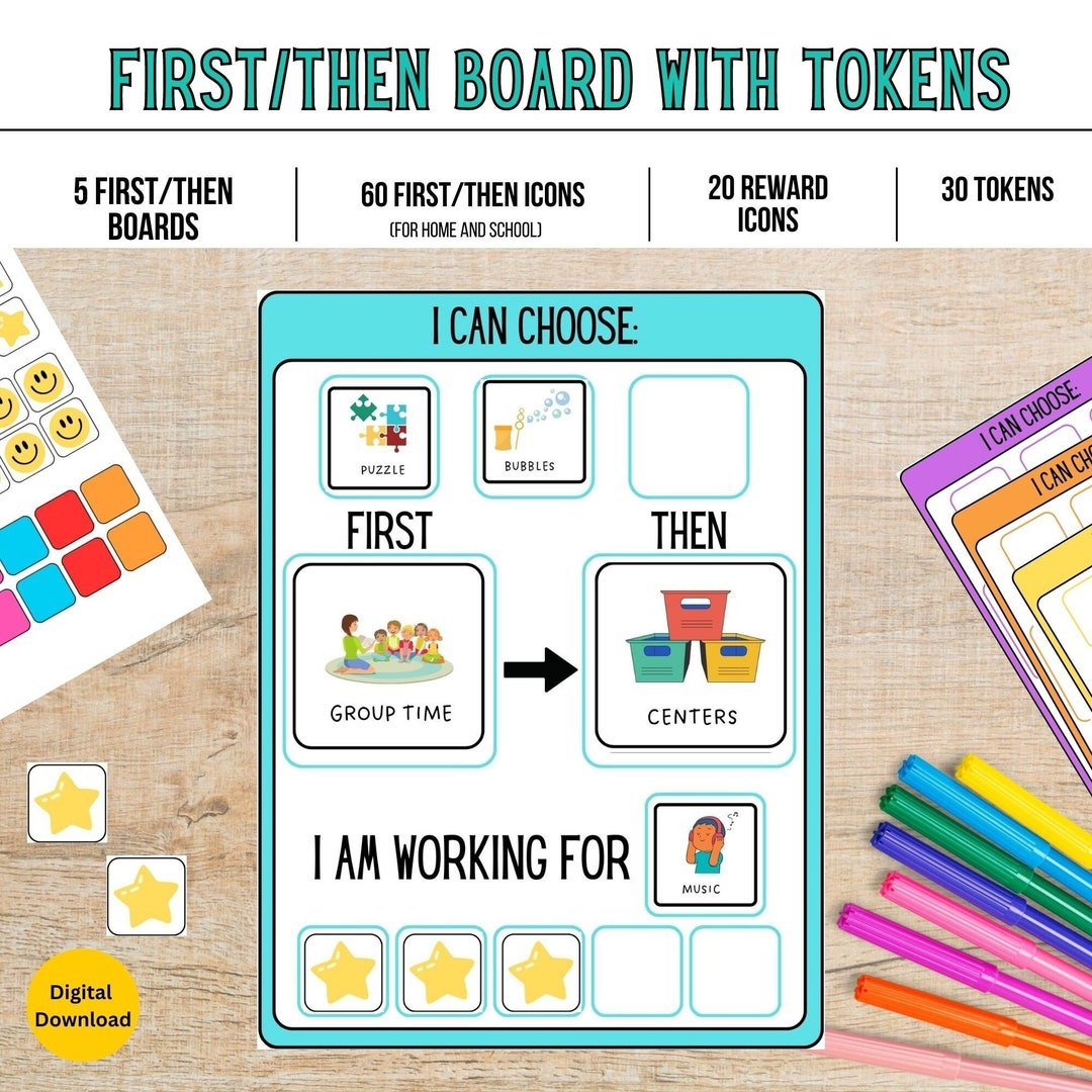 Printable First-Then Board Toolkit With Tokens | Autism Visuals pertaining to First Then Chart Printable