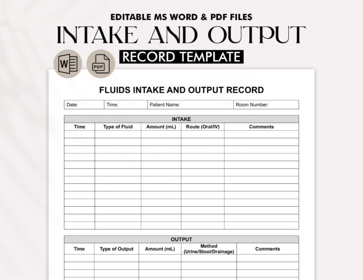 Intake and Output Chart Printable