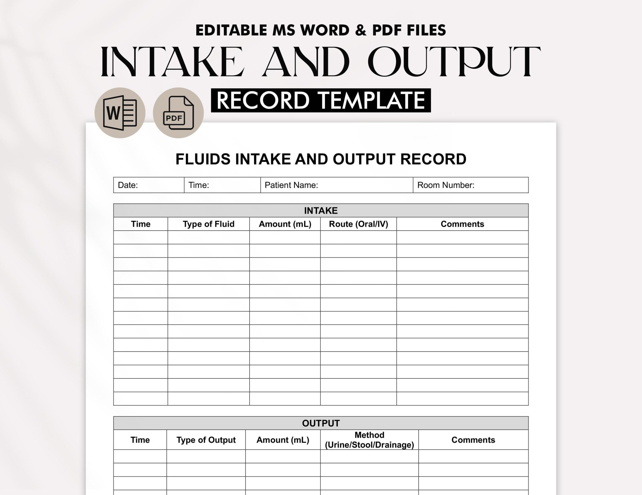Printable Fluid Intake And Output Record Template | Nursing intended for Intake And Output Chart Printable
