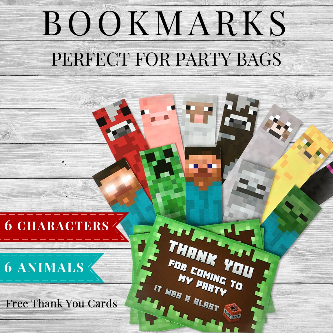 Printable Minecraft Bookmarks And Thank You Cards inside Free Minecraft Bookmark Printables