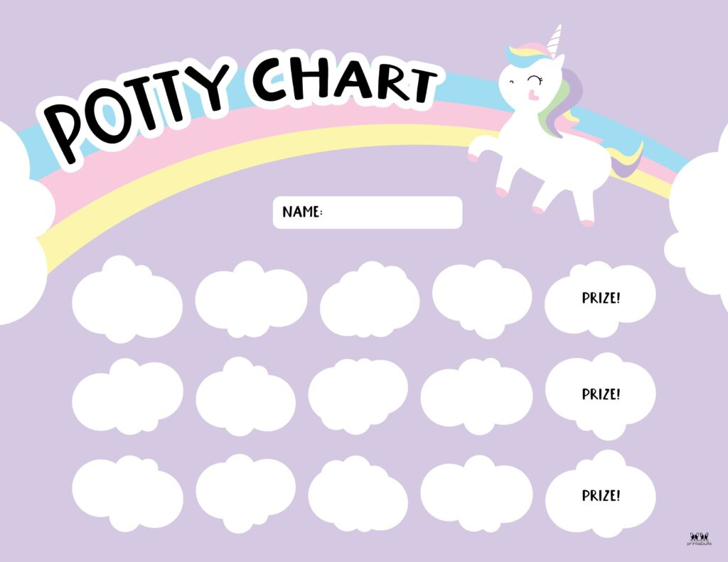 Printable Potty Training Charts - 20 Pages | Printabulls for Unicorn Potty Chart Printable