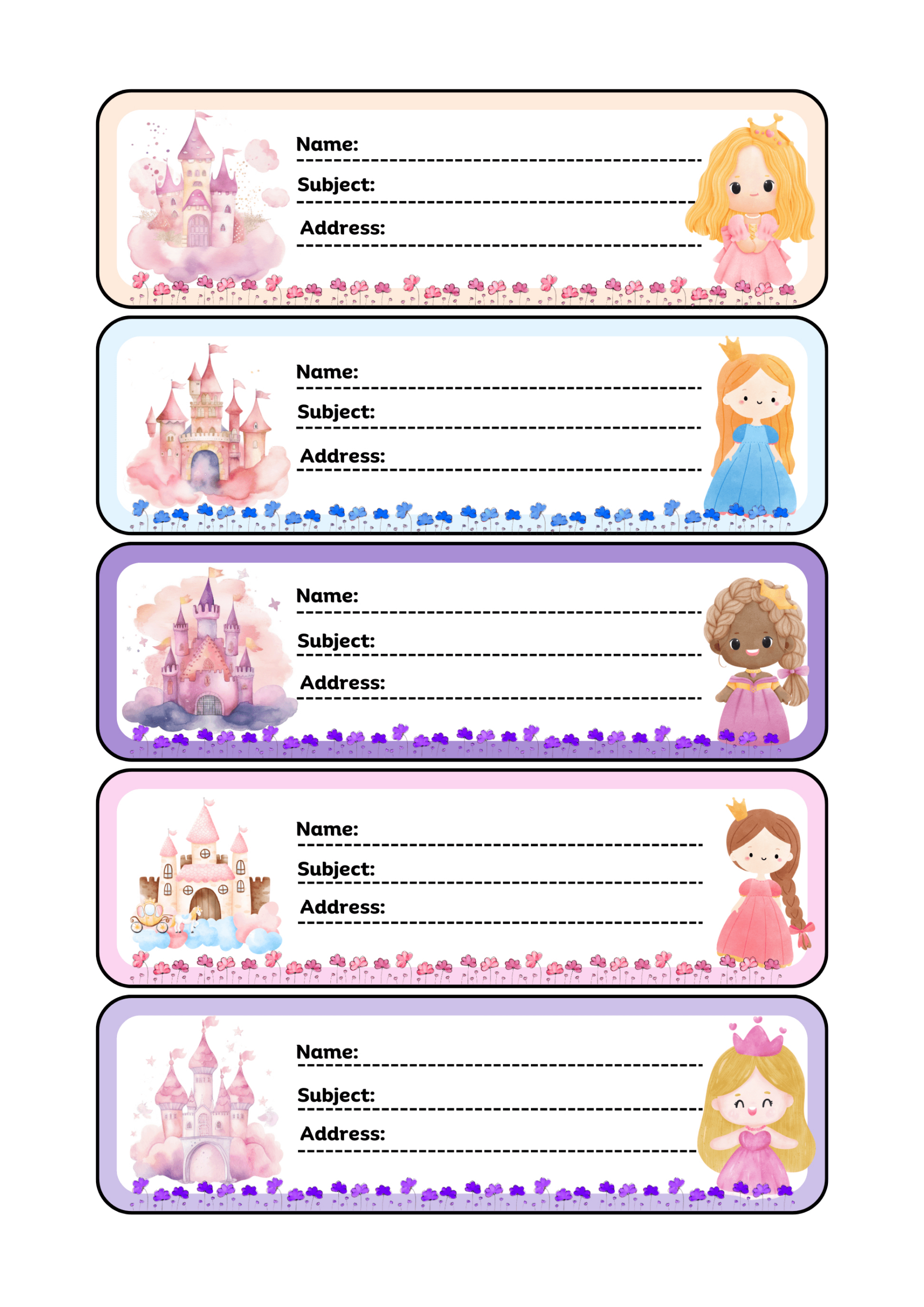 Printable Princess Notebook Name Labeljadecarolineorbase inside Free Printable Disney Princess Name Tags
