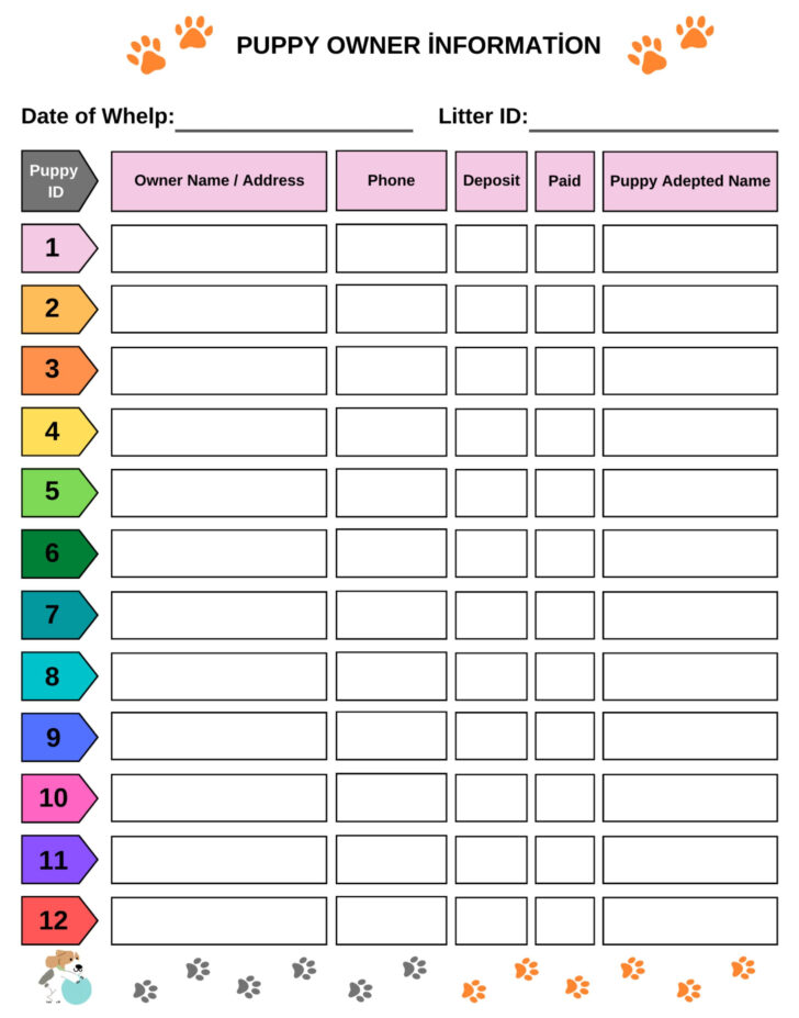 Whelping Chart Printable
