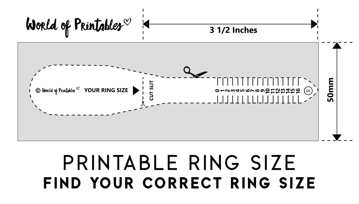 Printable Ring Size Chart - Find Your Ring Size Easy - World Of regarding Men&amp;amp;#039;s Ring Size Chart Printable