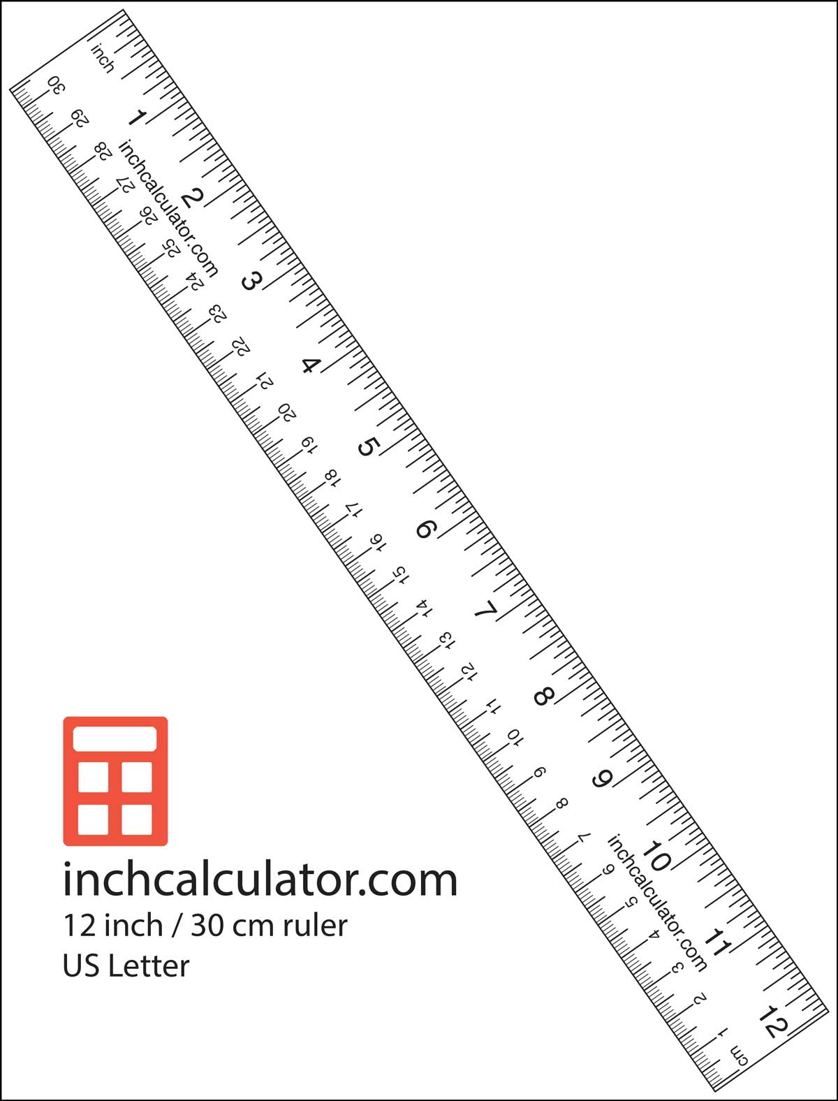 Printable Rulers - Free 12&amp;quot; Rulers - Inch Calculator regarding Free Printable 12 Inch Ruler