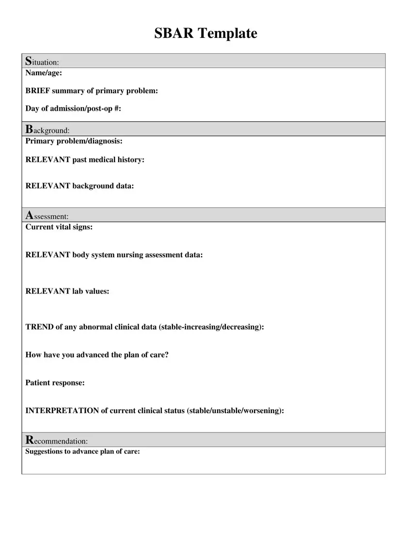 Printable Sbar Template ≡ Fill Out Printable Pdf Forms Online in Free Blank Sbar Template