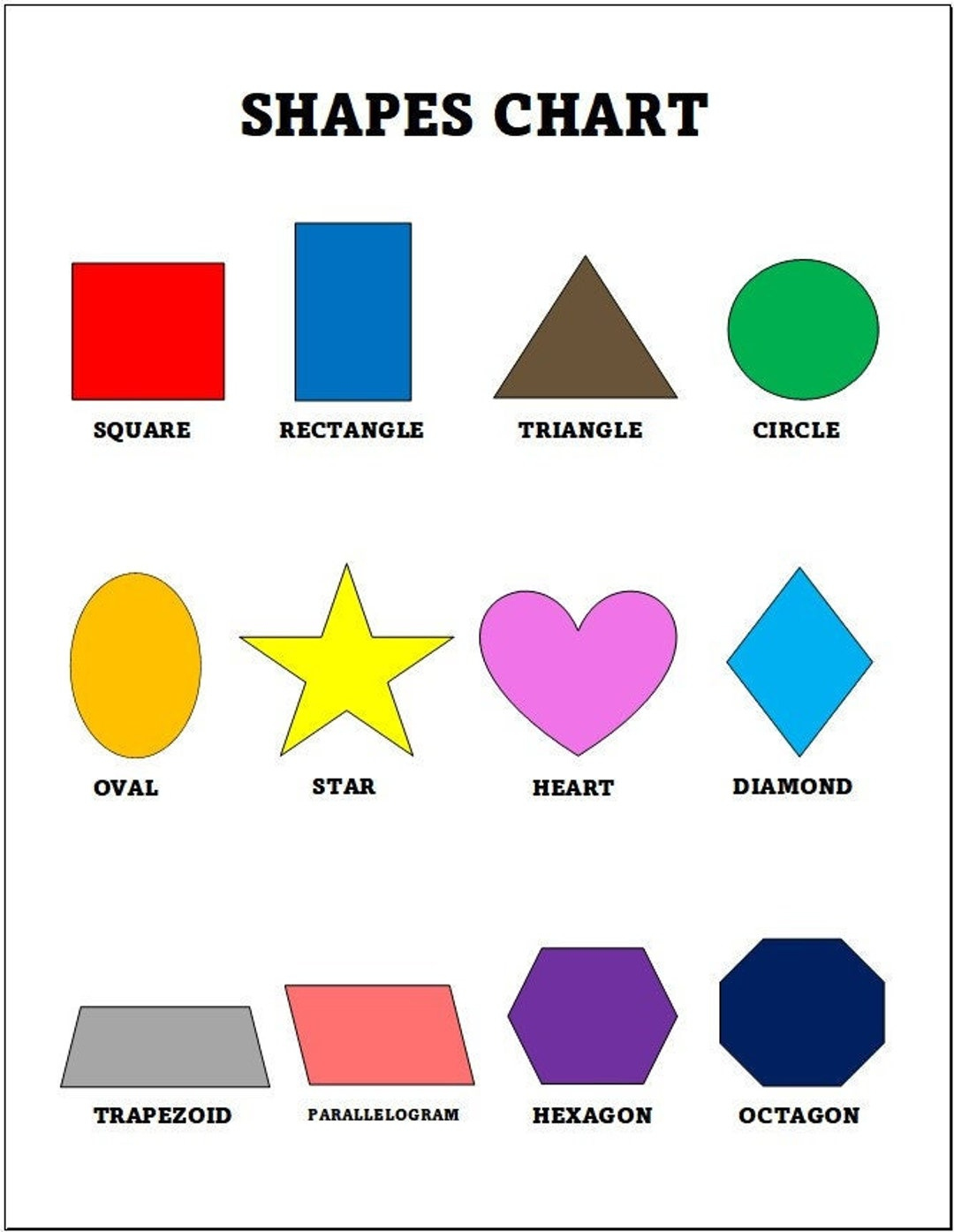 Printable Shapes Chart - Home School Chart For Teaching Shapes in Shape Chart Printable