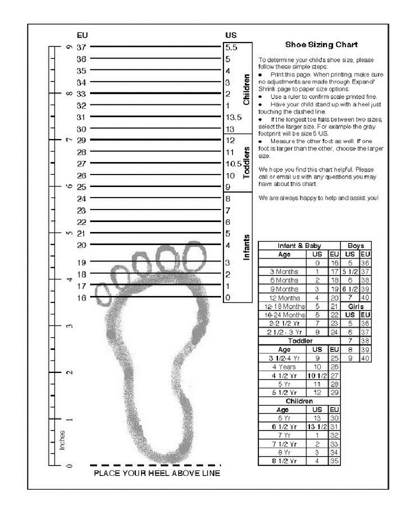 Printable-Shoe-Size-Chart-Adult-1 – Sovereign Lake Nordic Club within Adult Shoe Size Chart Printable