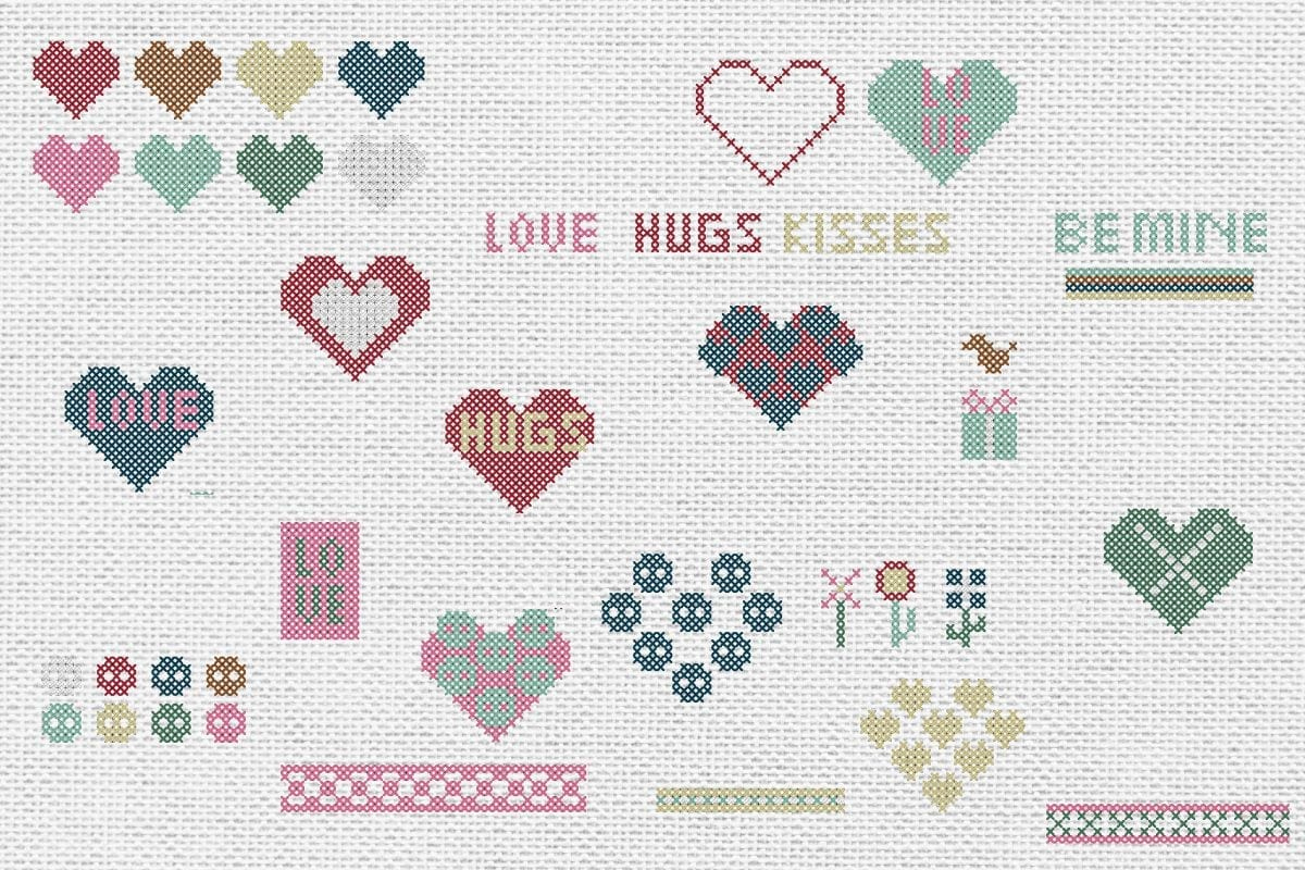 Printable Valentine Cross Stitch (40 Free) - Craft With Cartwright with regard to Free Printable Cross Stitch Heart Patterns