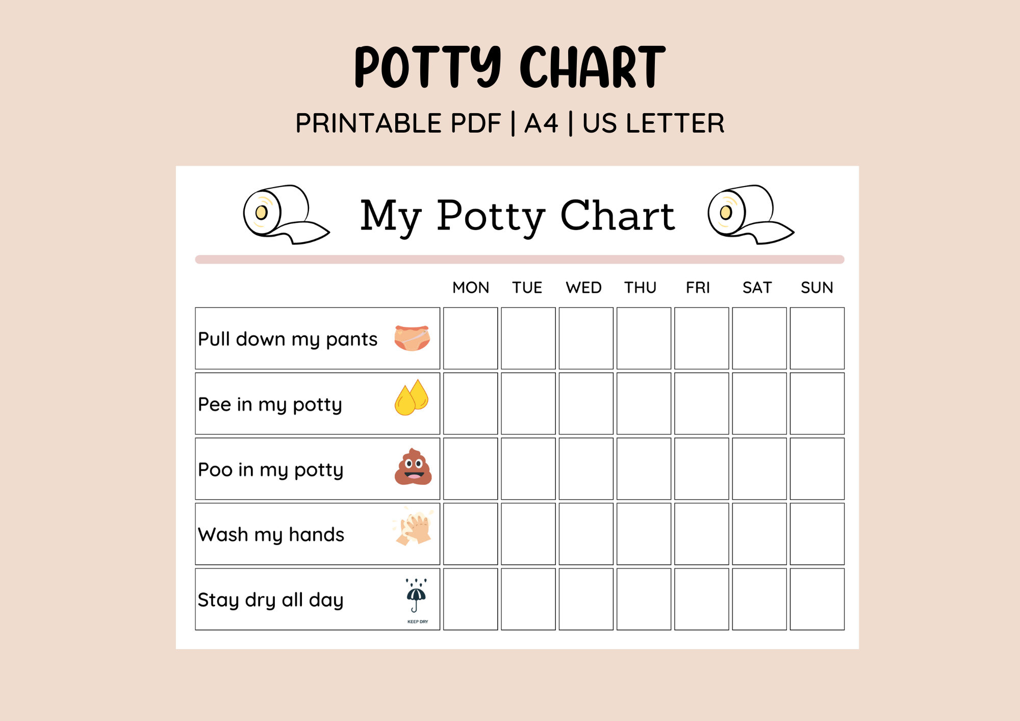 Printable Weekly Potty Training Chart • Potty Sticker Chart within Toilet Training Chart Printable