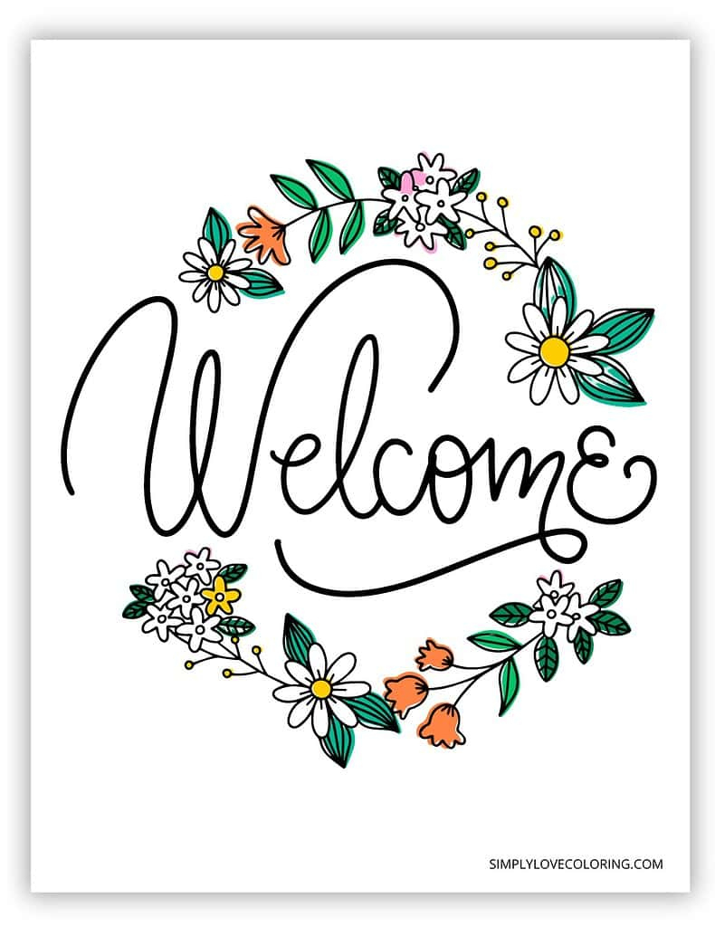 Printable Welcome Sign (Free Pdf Download) - Simply Love Coloring pertaining to Free Printable Welcome Sign