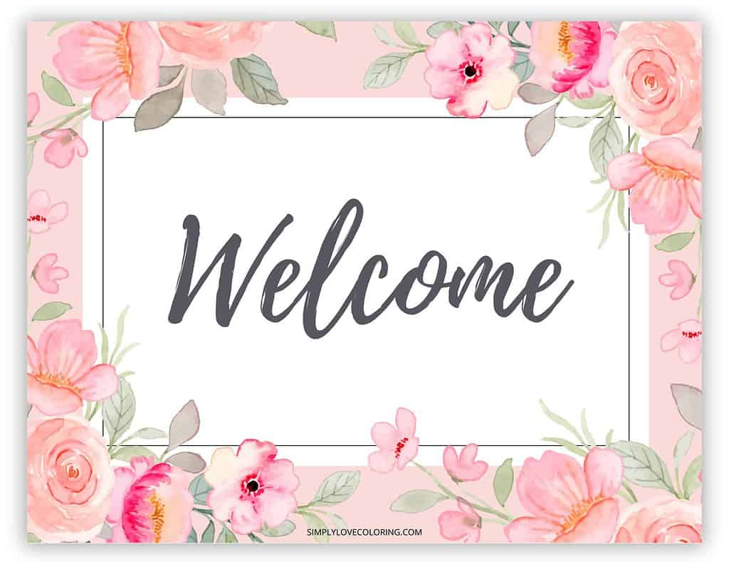 Printable Welcome Sign (Free Pdf Download) - Simply Love Coloring with regard to Free Printable Welcome Sign