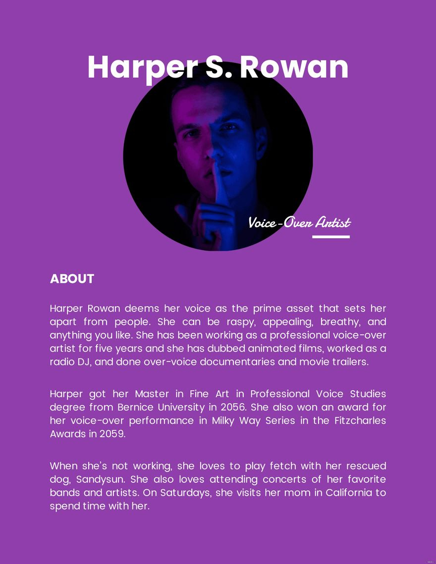 Professional Bio Template For Artist In Word - Download | Template with Free Dj Bio Templates