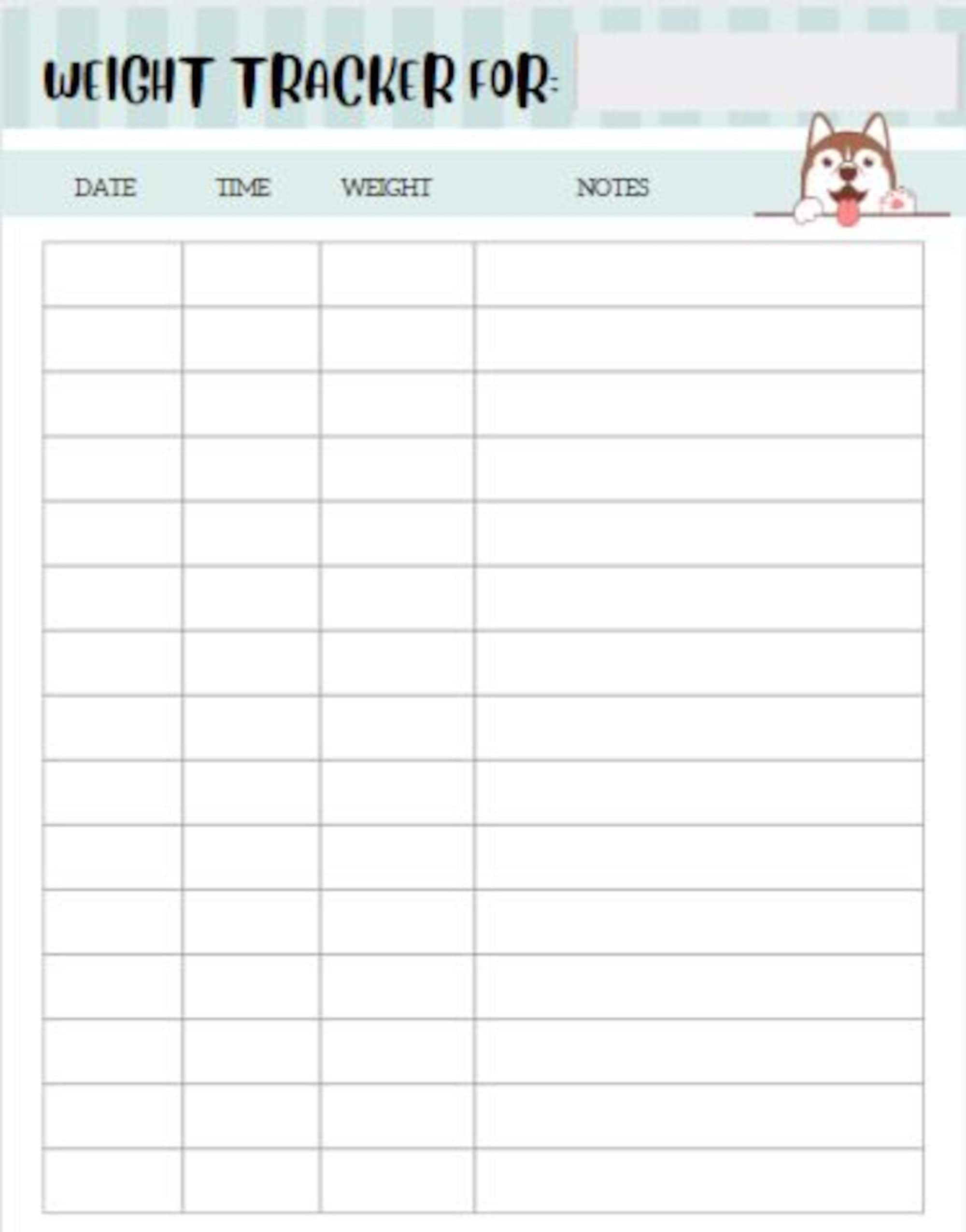 Puppy Weight Tracking Chart - Etsy pertaining to Puppy Weight Chart Printable