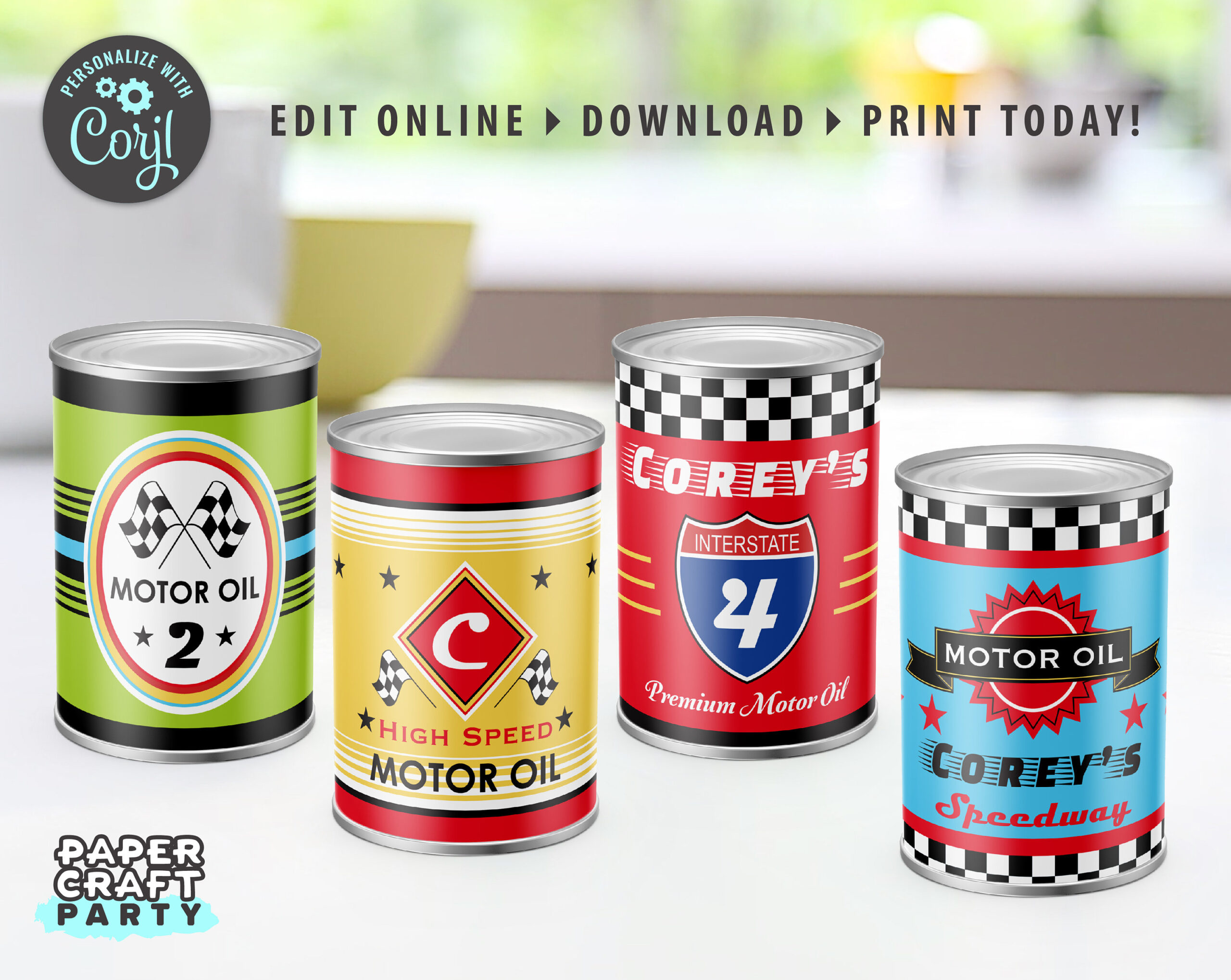 Race Car Printable Motor Oil Can Labels, Edit Online + Download within Free Printable Oil Can Labels