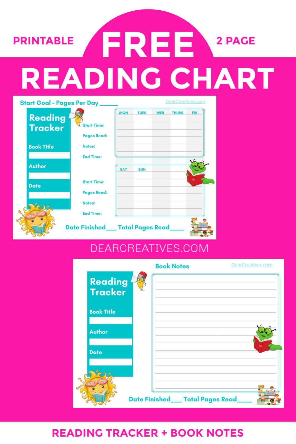 Reading Chart -Printables Plus Editable Pdf Versions Dear Creatives intended for Book Reading Chart Printable