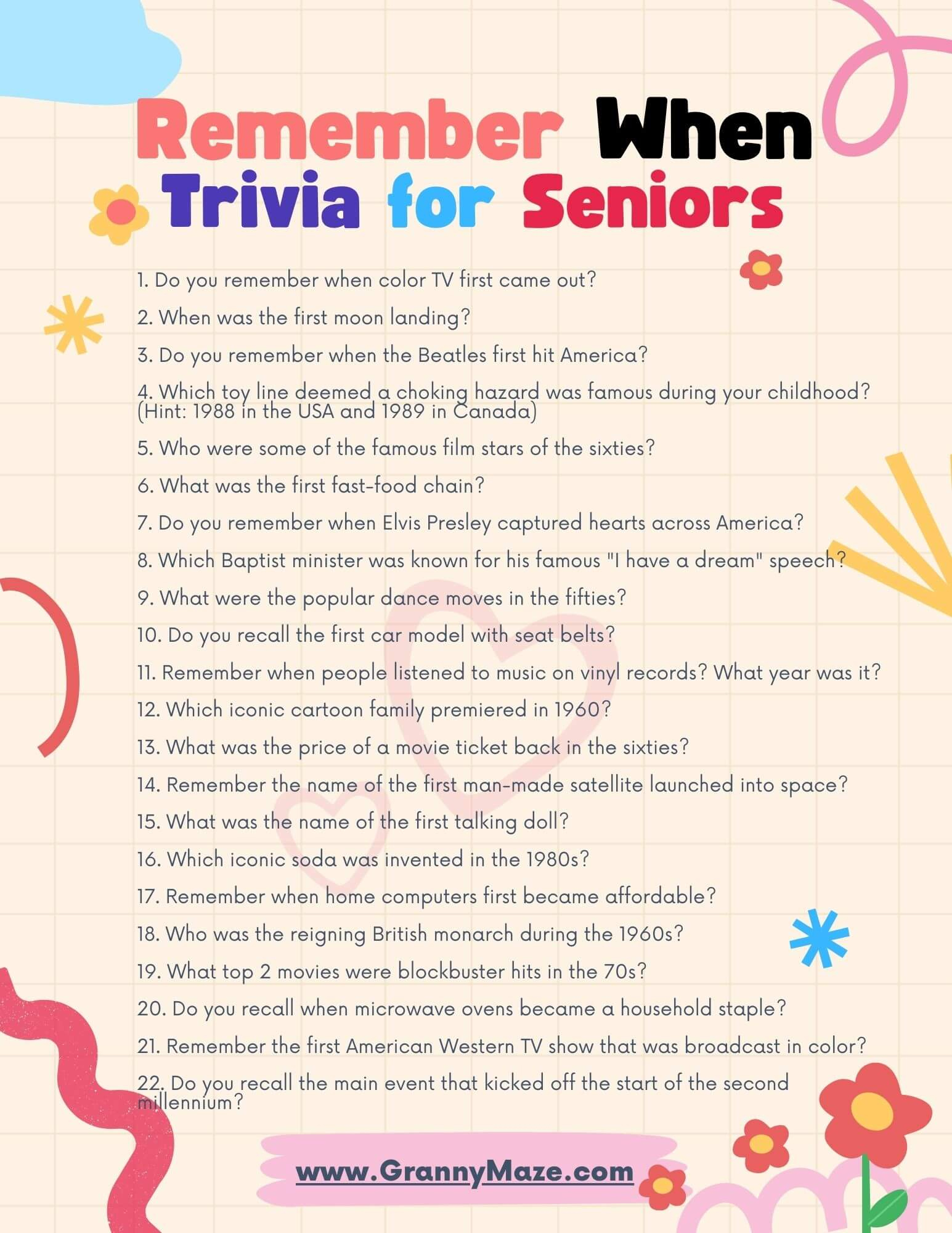 Remember When Trivia For Seniors: Boost Your Brainpower regarding Free Printable Trivia Questions And Answers For Seniors