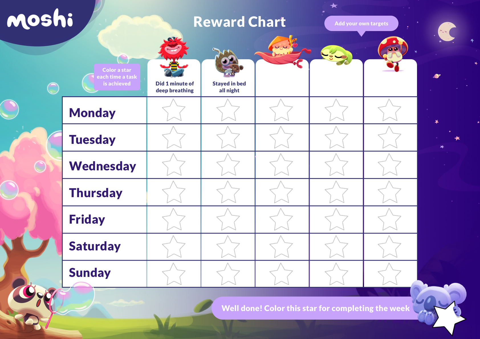 Reward Chart For Kids: Free Printable Template - Mosh with regard to Behaviour Reward Chart Printable