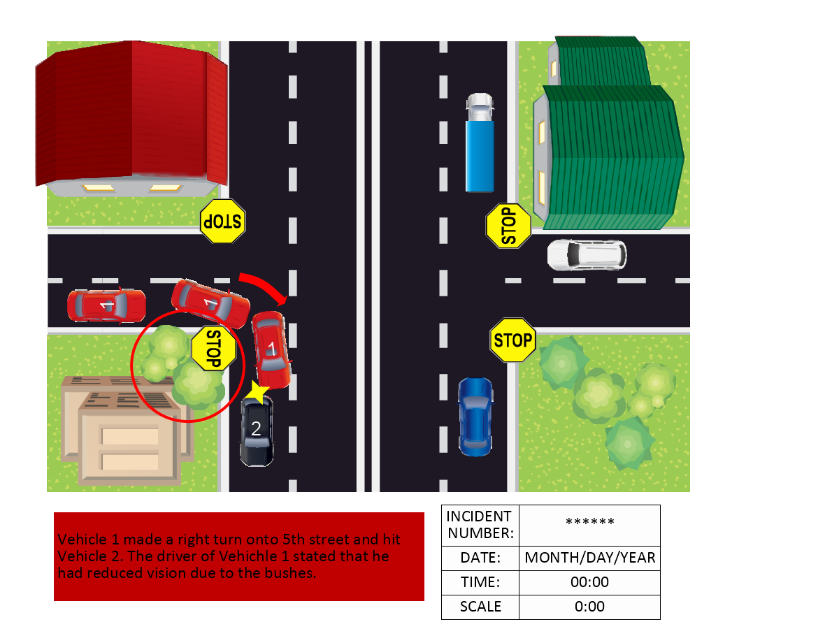 Road Accident Reconstruction Template | Mydraw with Free Accident Scene Diagram Templates