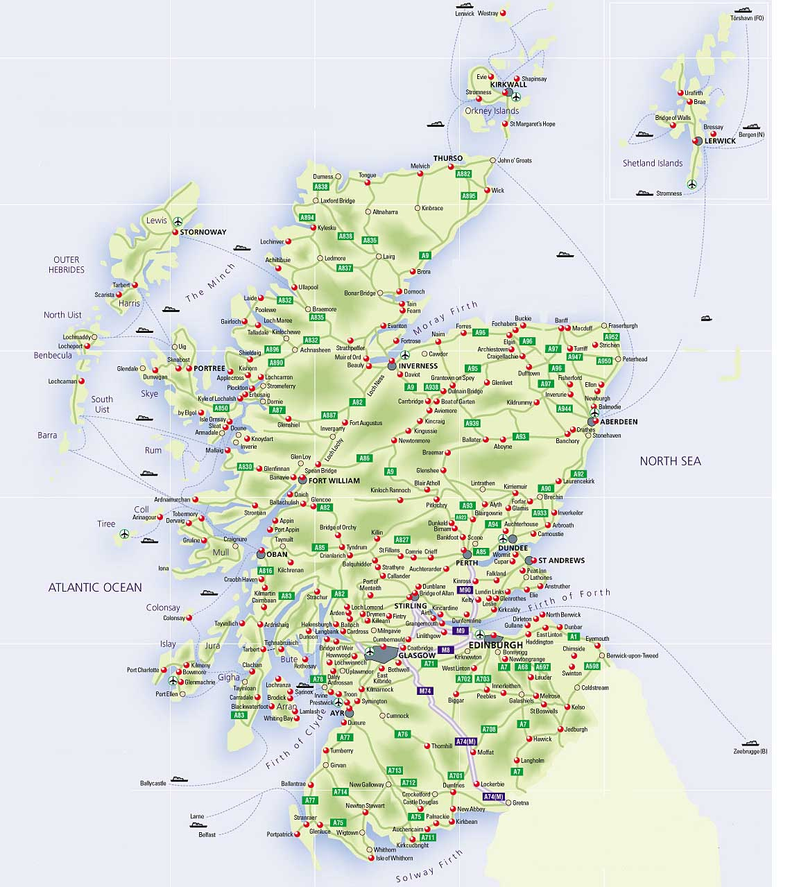 Roadmap Of Scotland - Scotland Info Guide pertaining to Printable Map of Scotland Free