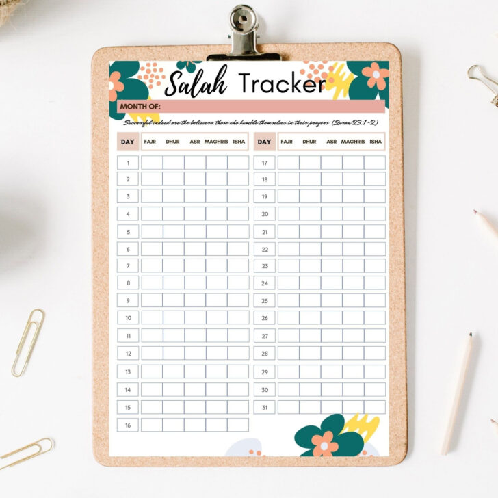 Salah Chart Printable