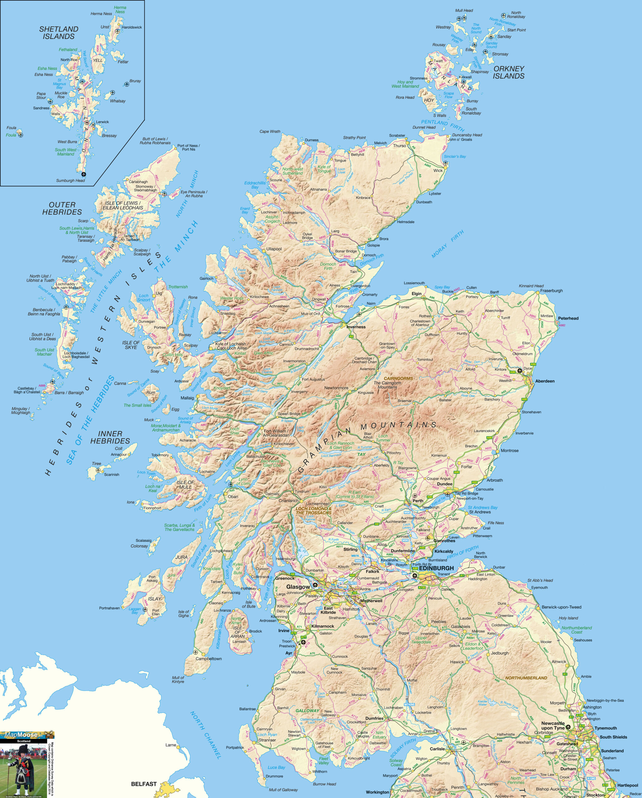 Scotland Offline Map, Including Scottish Highlands, Galloway, Isle regarding Printable Map Of Scotland Free