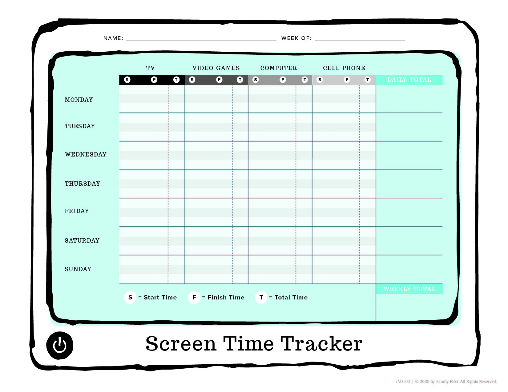 Screen Time Tracker - Imom in Screen Time Chart Printable