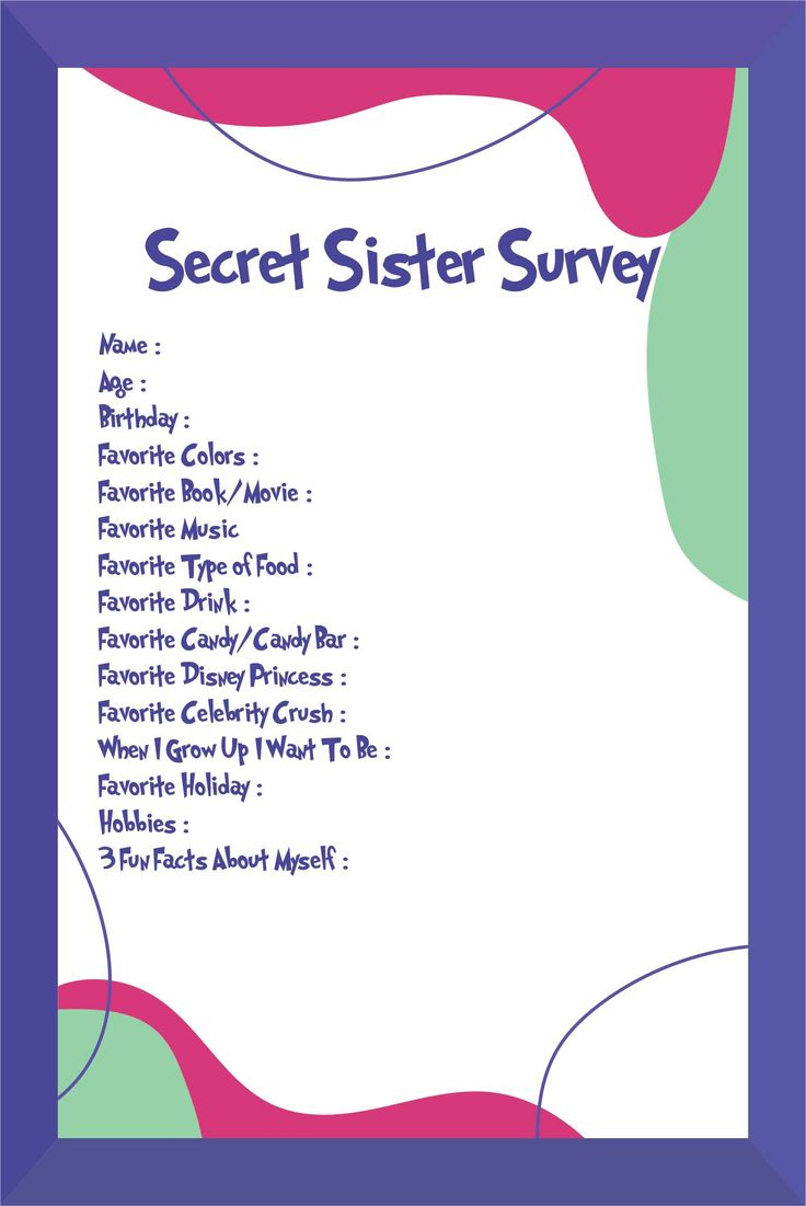 Secret Sister - 10 Free Pdf Printables | Printablee with regard to Free Printable Secret Sister Questionnaire