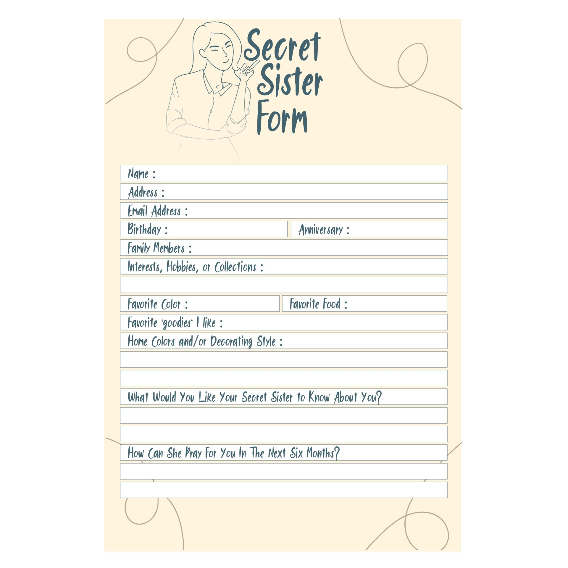 Secret Sister Forms - 10 Free Pdf Printables | Printablee within Free Printable Secret Sister Forms