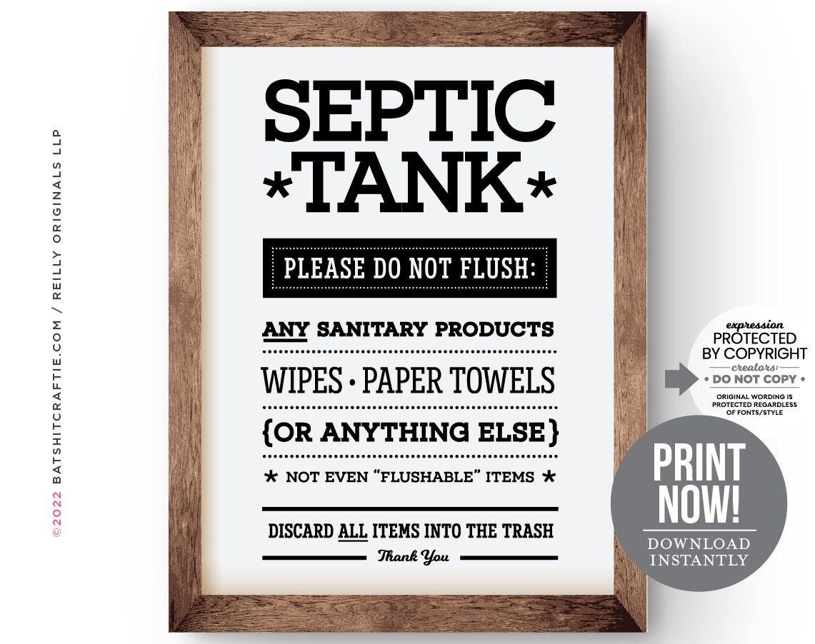 Septic Tank Bathroom Sign Instant Download Printable System Do Not within Free Printable Septic Signs
