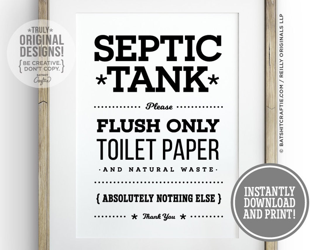 Septic Tank Bathroom Sign Instant Printable System Do Not Flush throughout Free Printable Septic Signs