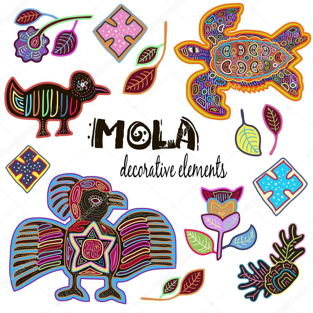 Set Of Decorative Ethnic Elements. Mola Style Design. Antique intended for Free Printable Mola Patterns