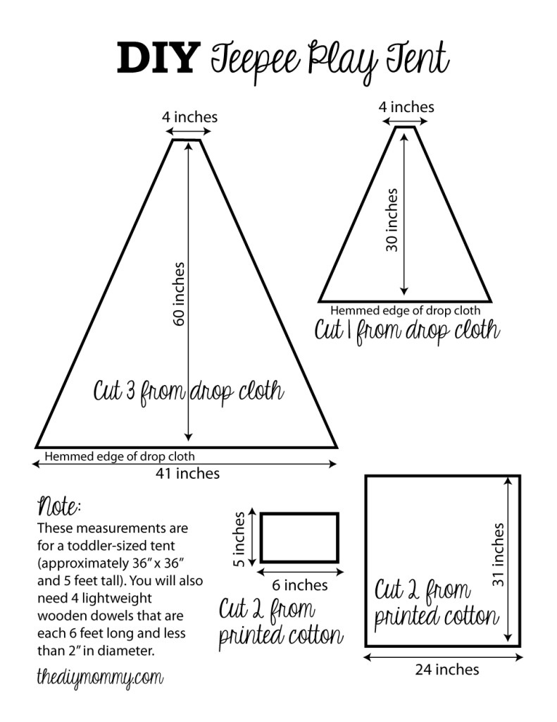 Sew A Diy Play Tent | The Diy Mommy with Free Printable Teepee Patterns