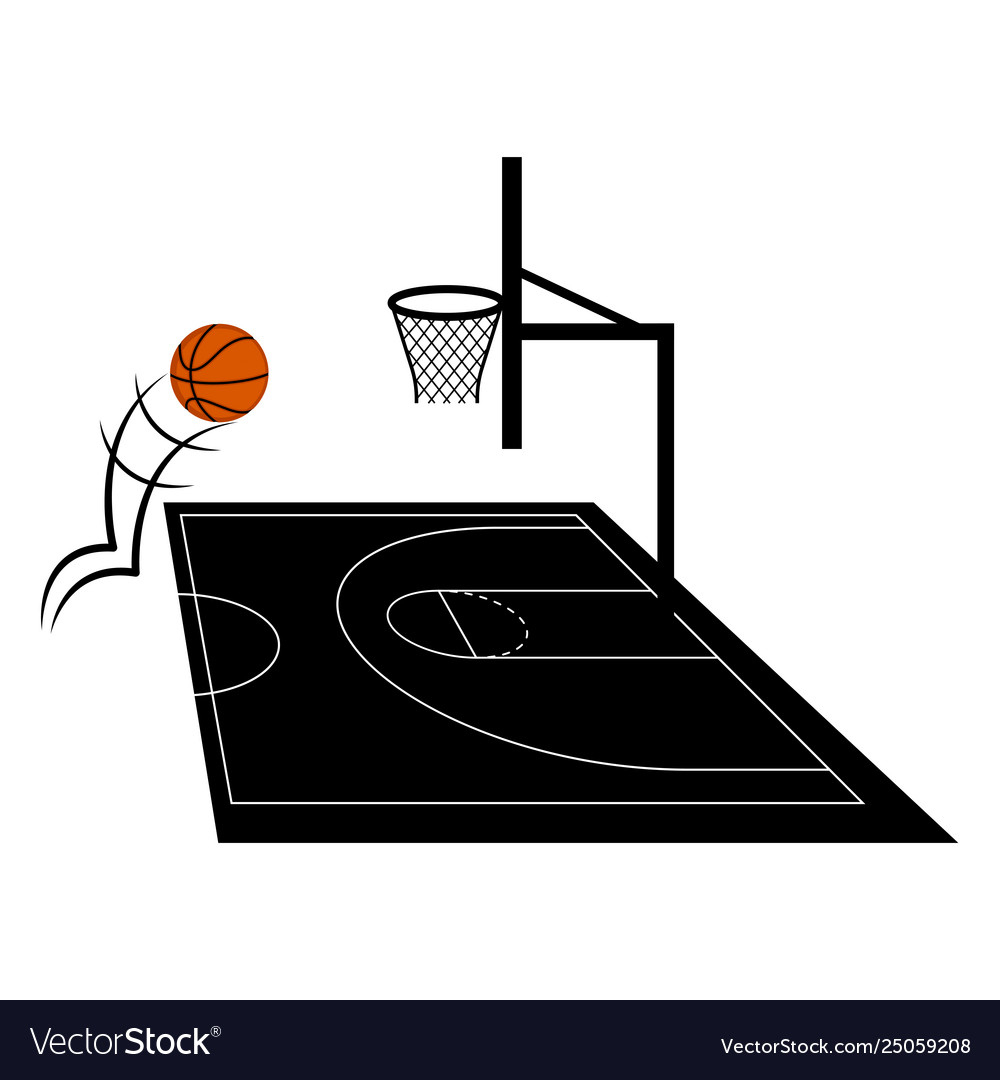 Side View A Basketball Half Court Royalty Free Vector Image in Free Printable Basketball Half Court