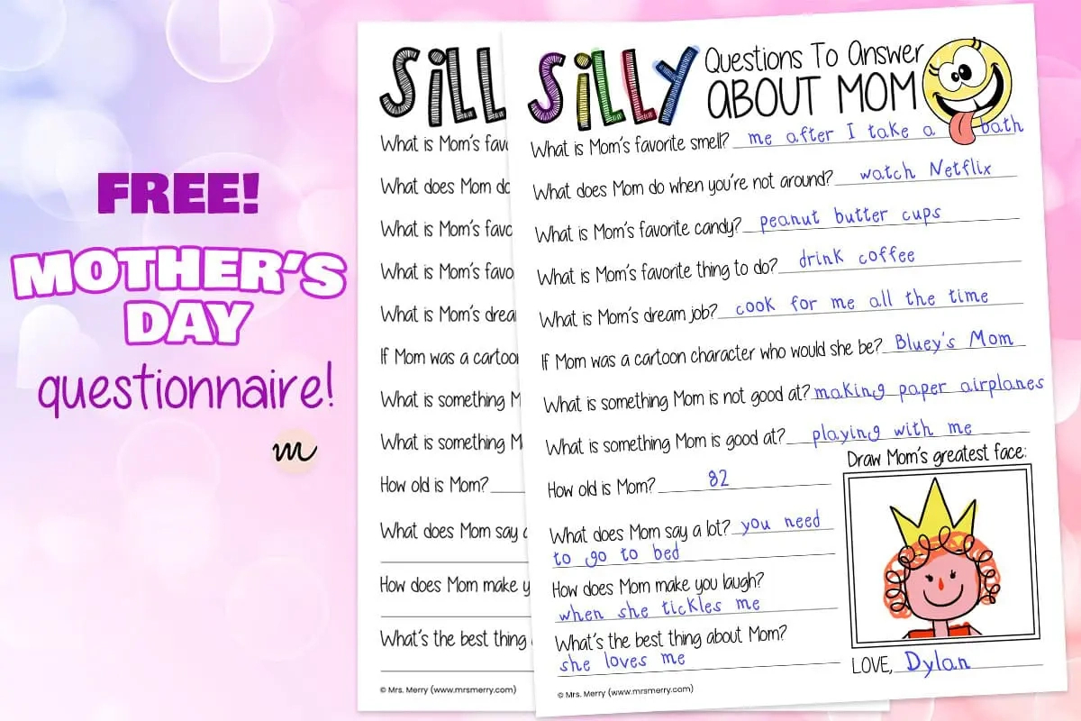 Silly Mother&amp;#039;S Day Questionnaire Printable | Mrs. Merry inside Mothers Day Quiz Free and Printable
