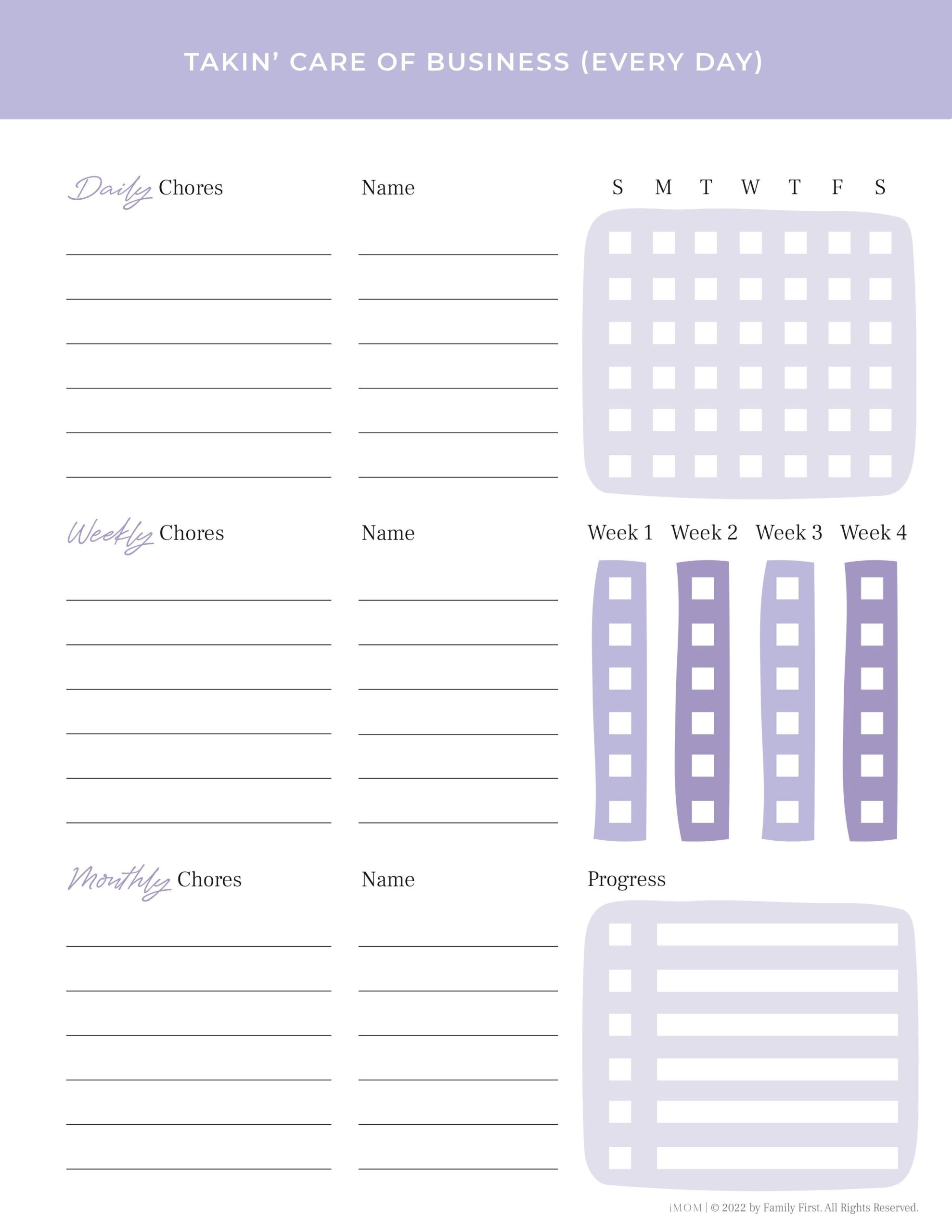 Simple Chore Chart - Imom with Daily Weekly Monthly Chore Chart Printable