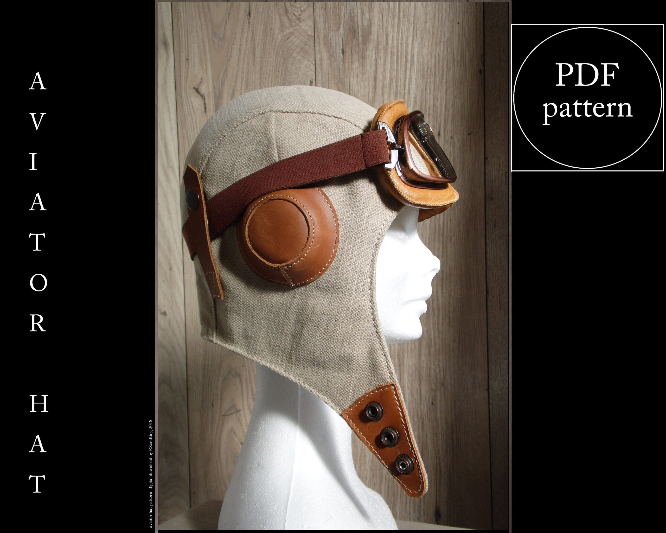 Spitfire Aircraft Inspired Aviator Hat – Digital Pdf Pattern throughout Printable Aviator Hat Pattern Free