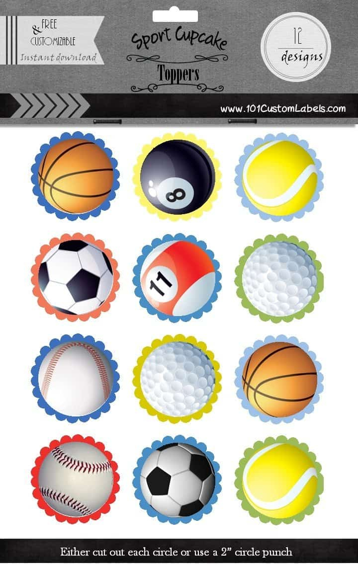Sports Cupcake Toppers in Free Printable Football Cupcake Toppers