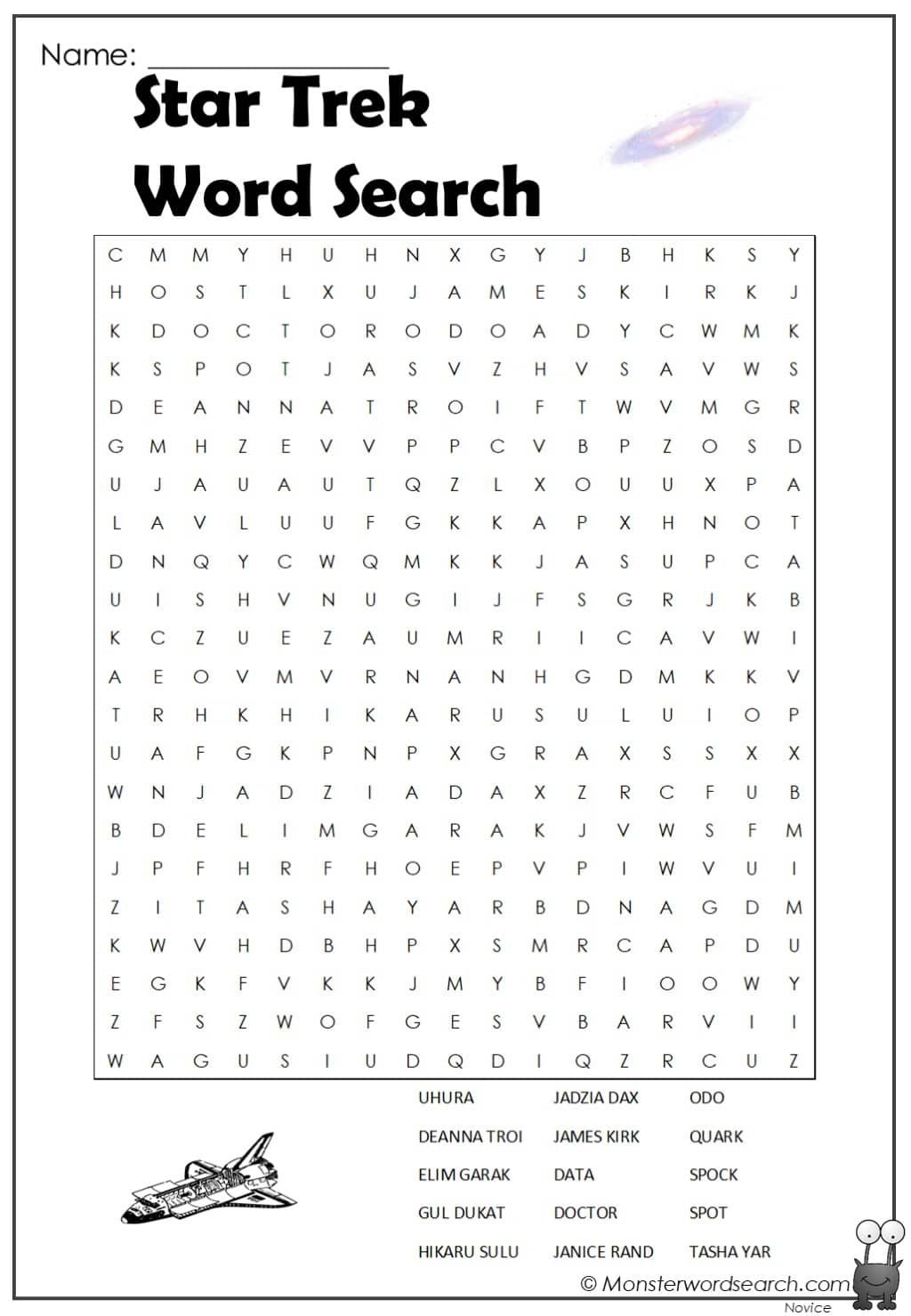 Star Trek Word Search - Monster Word Search intended for Free Star Trek Printables