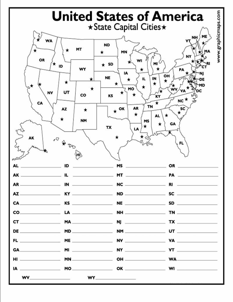 States And Capitals Worksheets: Engaging Learning Resources For with Free Printable State Capitals Quiz