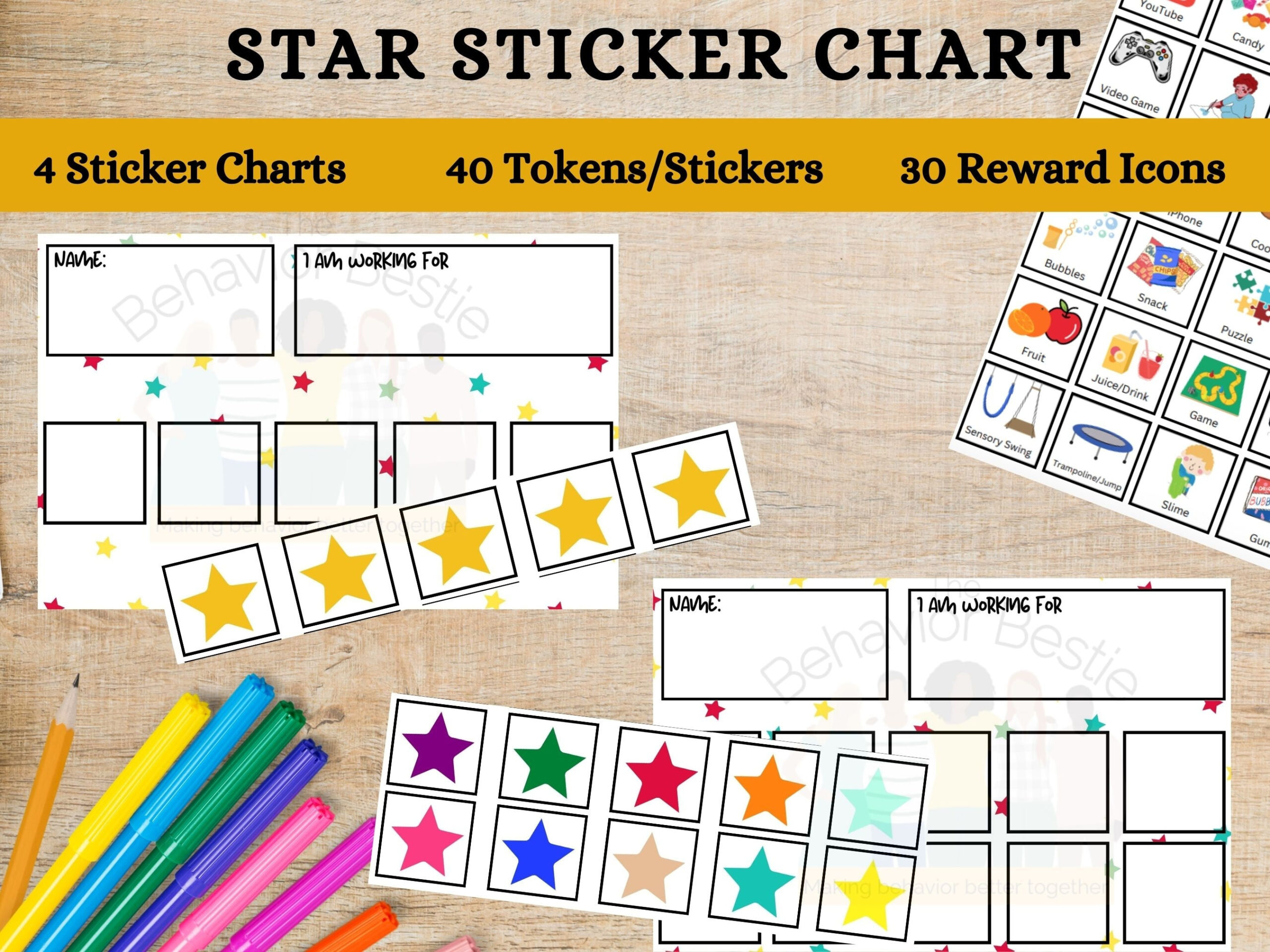 Stern Sticker Chart Star Reward Chart Printable Star Token Board with Star Reward Chart Printable